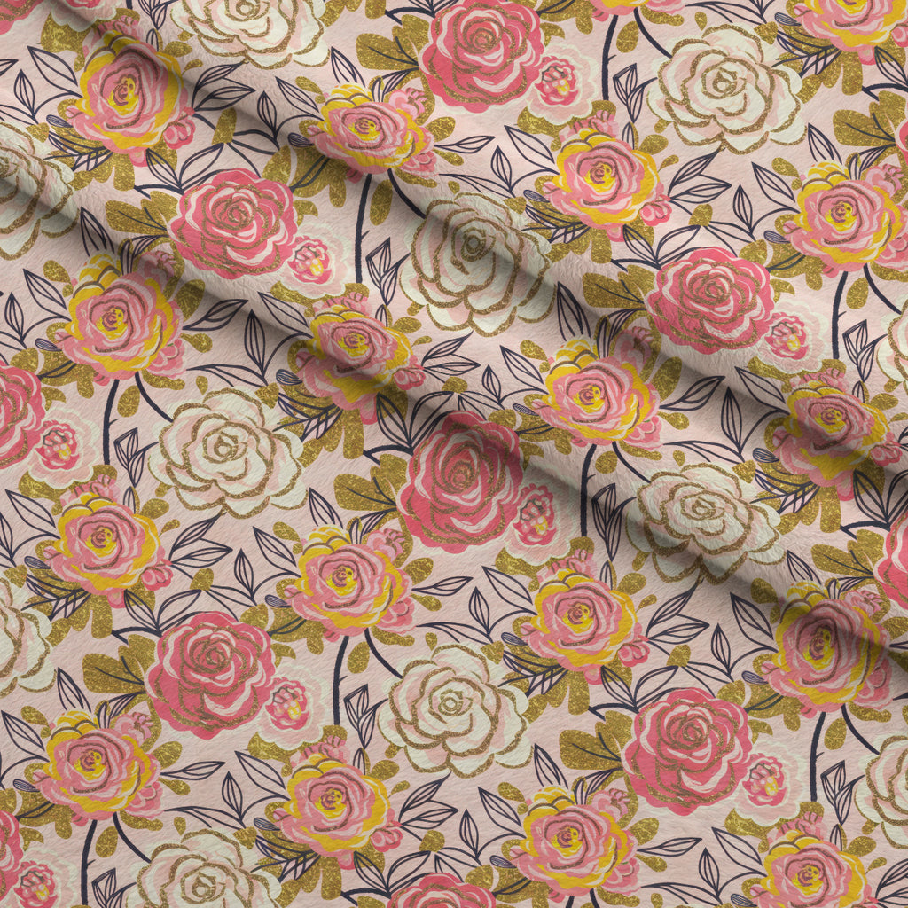 Gilded Rose Parade Pattern 1 Minky Fabric — plush minky folded close-up preview (mv-minky-v1:lying)
