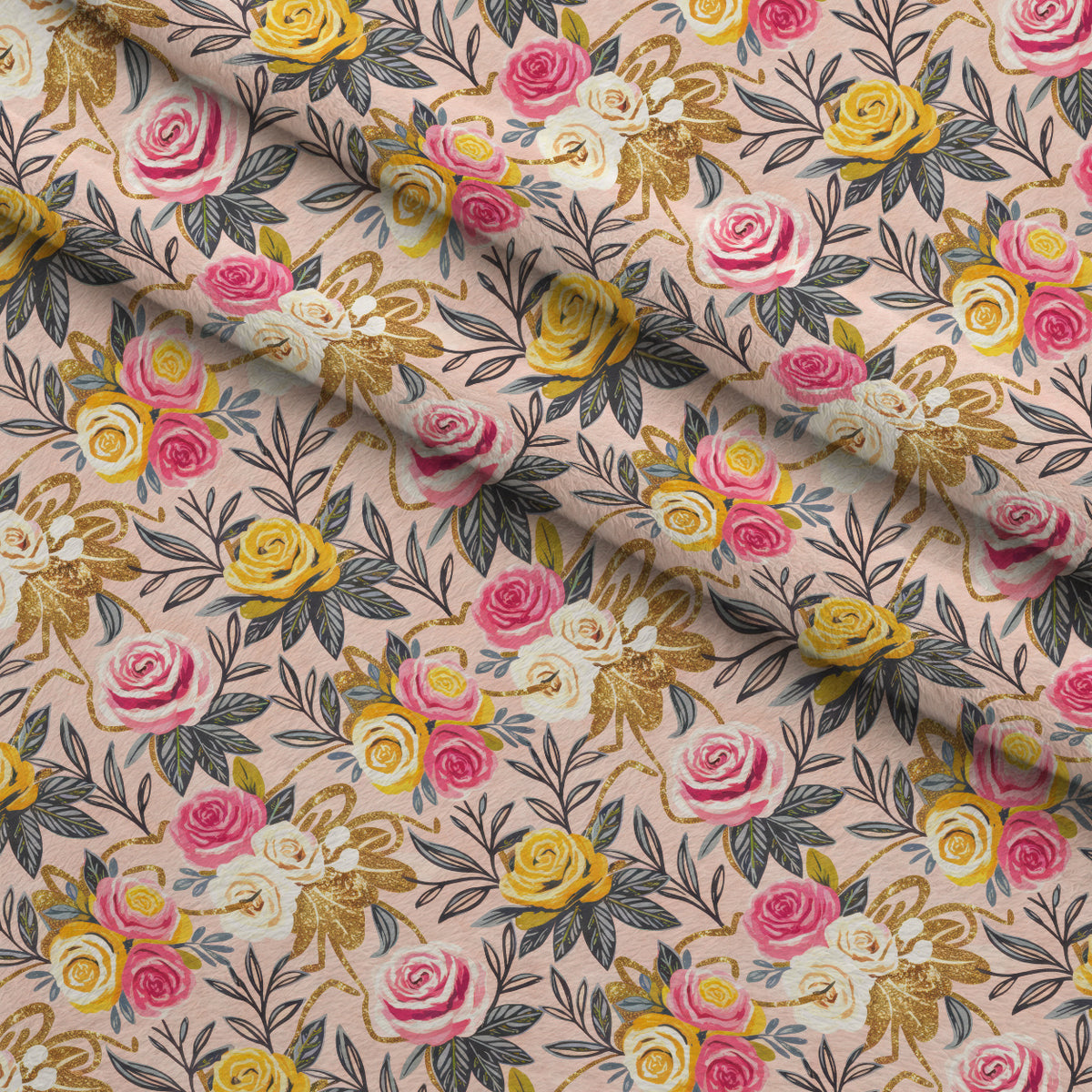 Gilded Rose Parade Pattern 11 Minky Fabric — plush minky folded close-up preview (mv-minky-v1:lying)