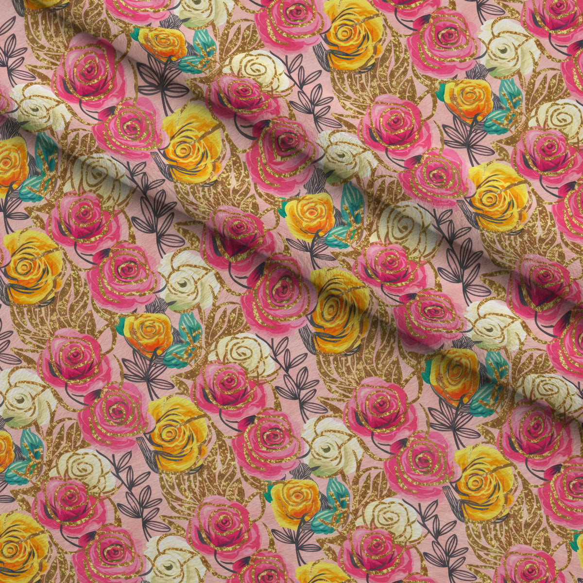 Gilded Rose Parade Pattern 2 Minky Fabric — plush minky folded close-up preview (mv-minky-v1:lying)