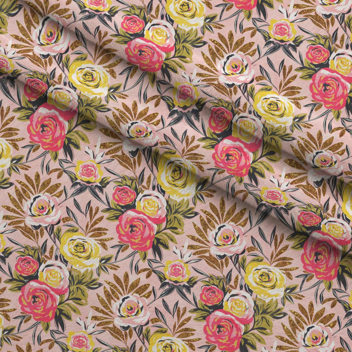 Gilded Rose Parade Pattern 3 Minky Fabric — plush minky folded close-up preview (mv-minky-v1:lying)