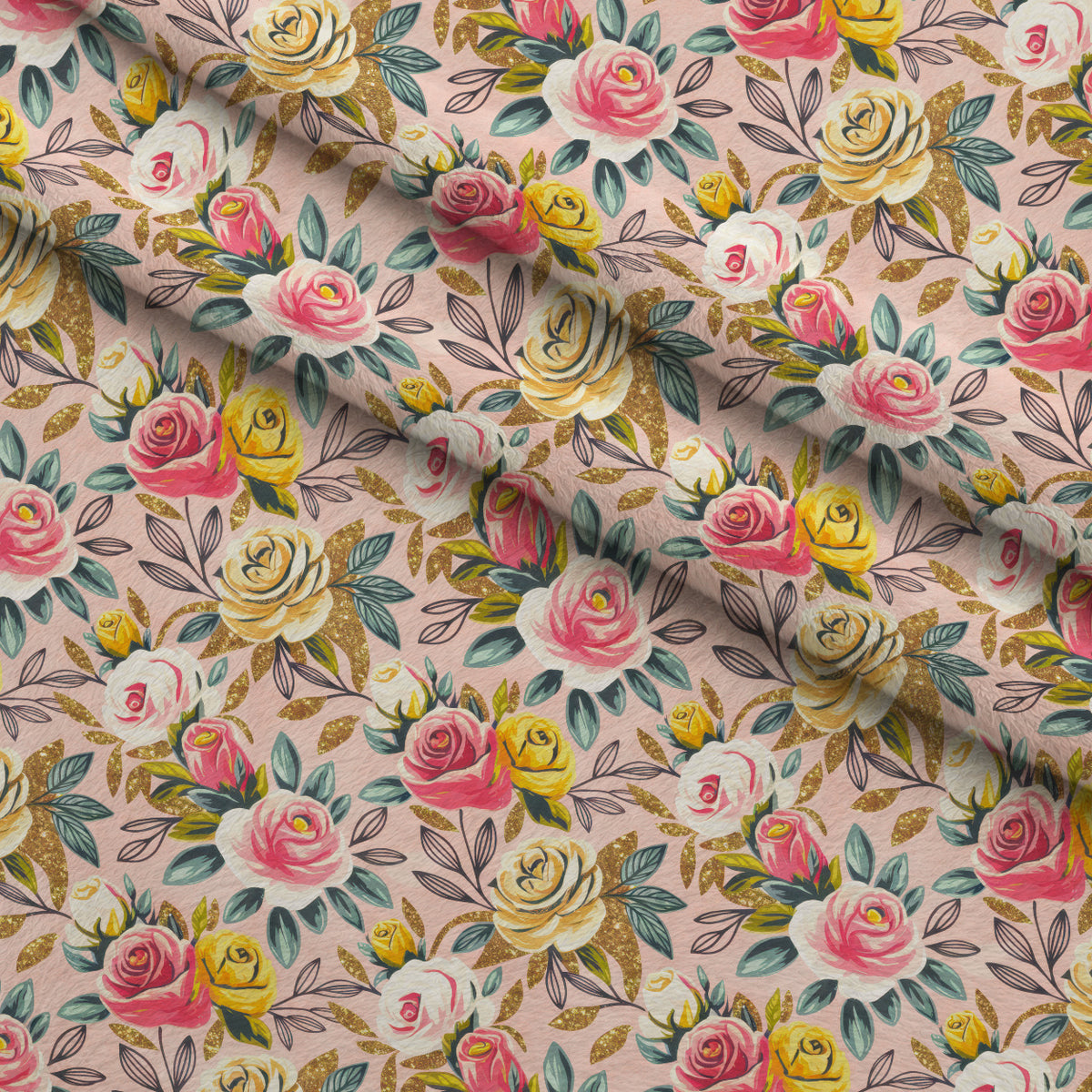 Gilded Rose Parade Pattern 4 Minky Fabric — plush minky folded close-up preview (mv-minky-v1:lying)
