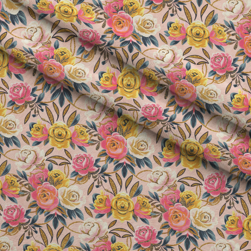 Gilded Rose Parade Pattern 5 Minky Fabric — plush minky folded close-up preview (mv-minky-v1:lying)