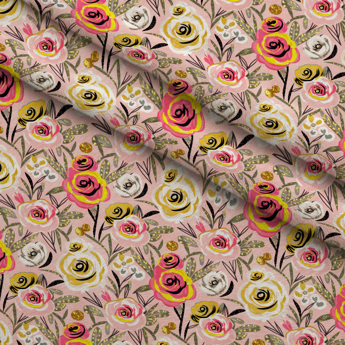 Gilded Rose Parade Pattern 9 Minky Fabric — plush minky folded close-up preview (mv-minky-v1:lying)