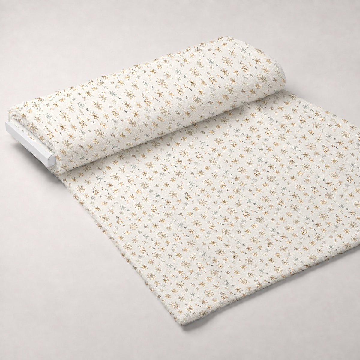 Gilded Snowfall Pattern 1 Minky Fabric — plush minky unrolled bolt preview (mv-minky-v1:bolt)