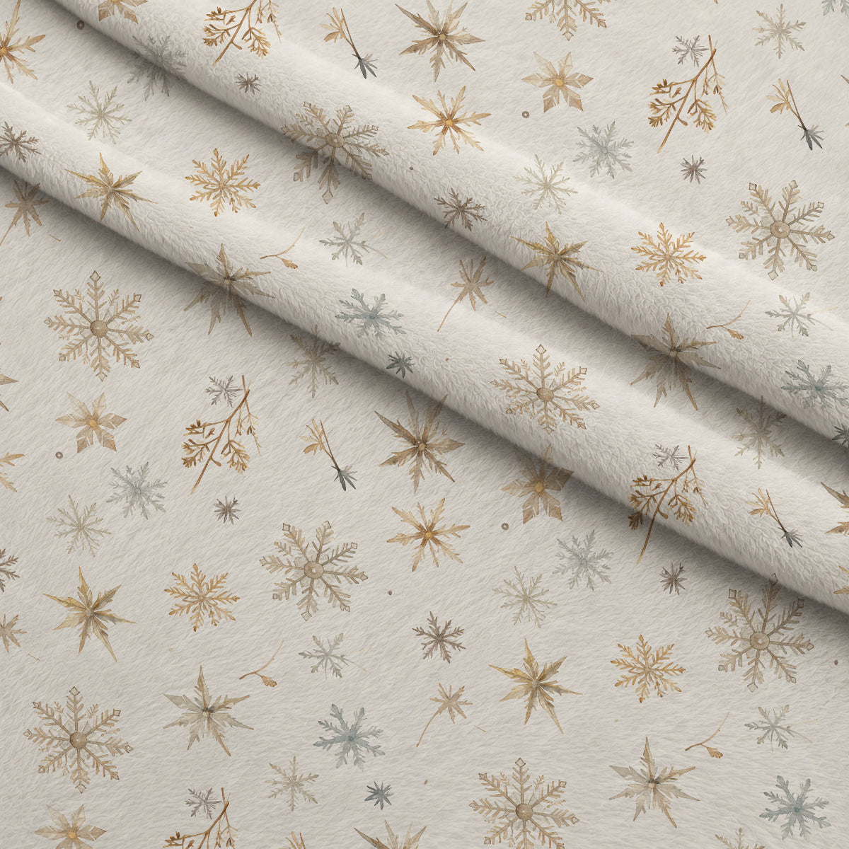Gilded Snowfall Pattern 1 Minky Fabric — plush minky folded close-up preview (mv-minky-v1:lying)