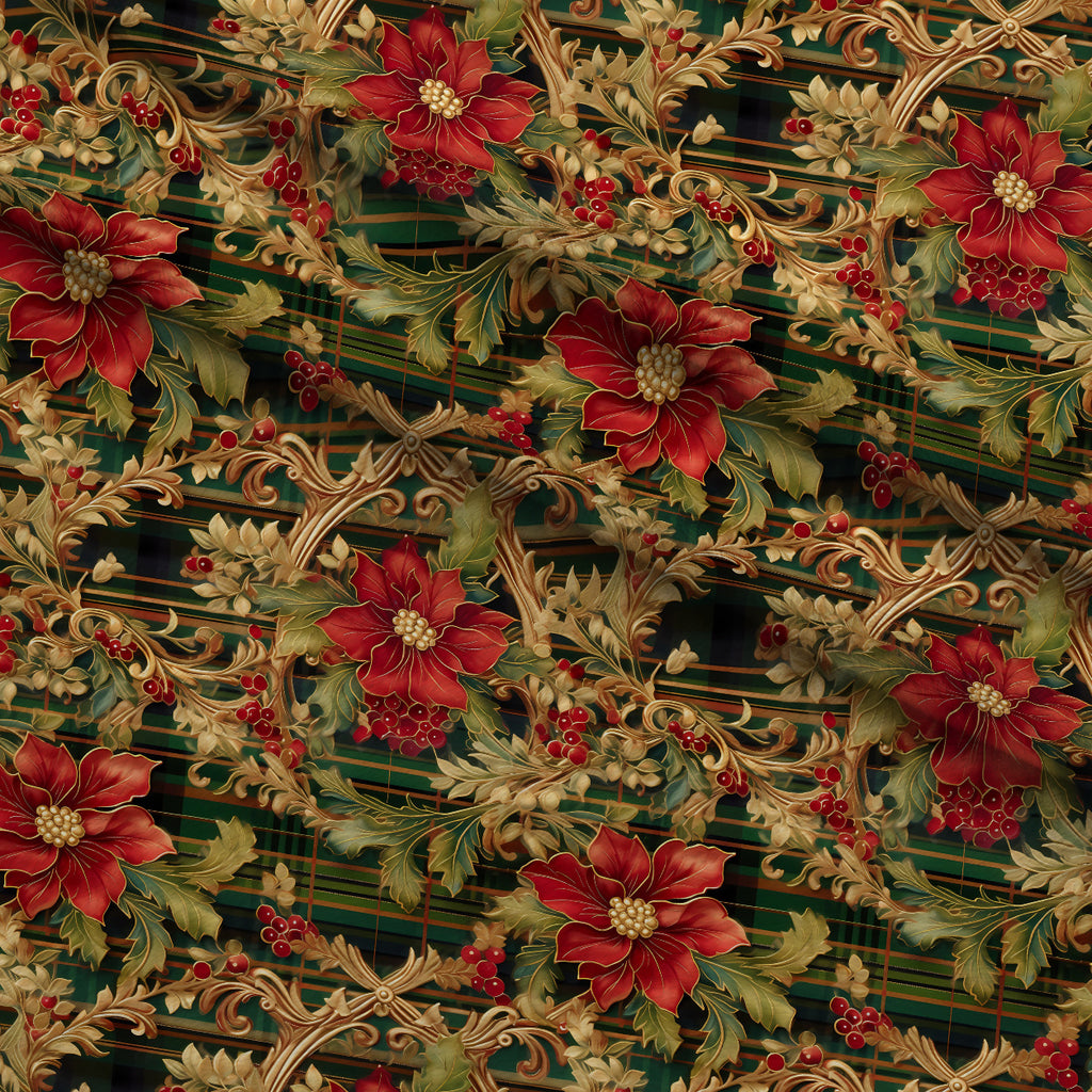 Gilded Tartan Blooms Pattern 10 Minky Fabric — plush minky folded close-up preview (mv-minky-v1:lying)