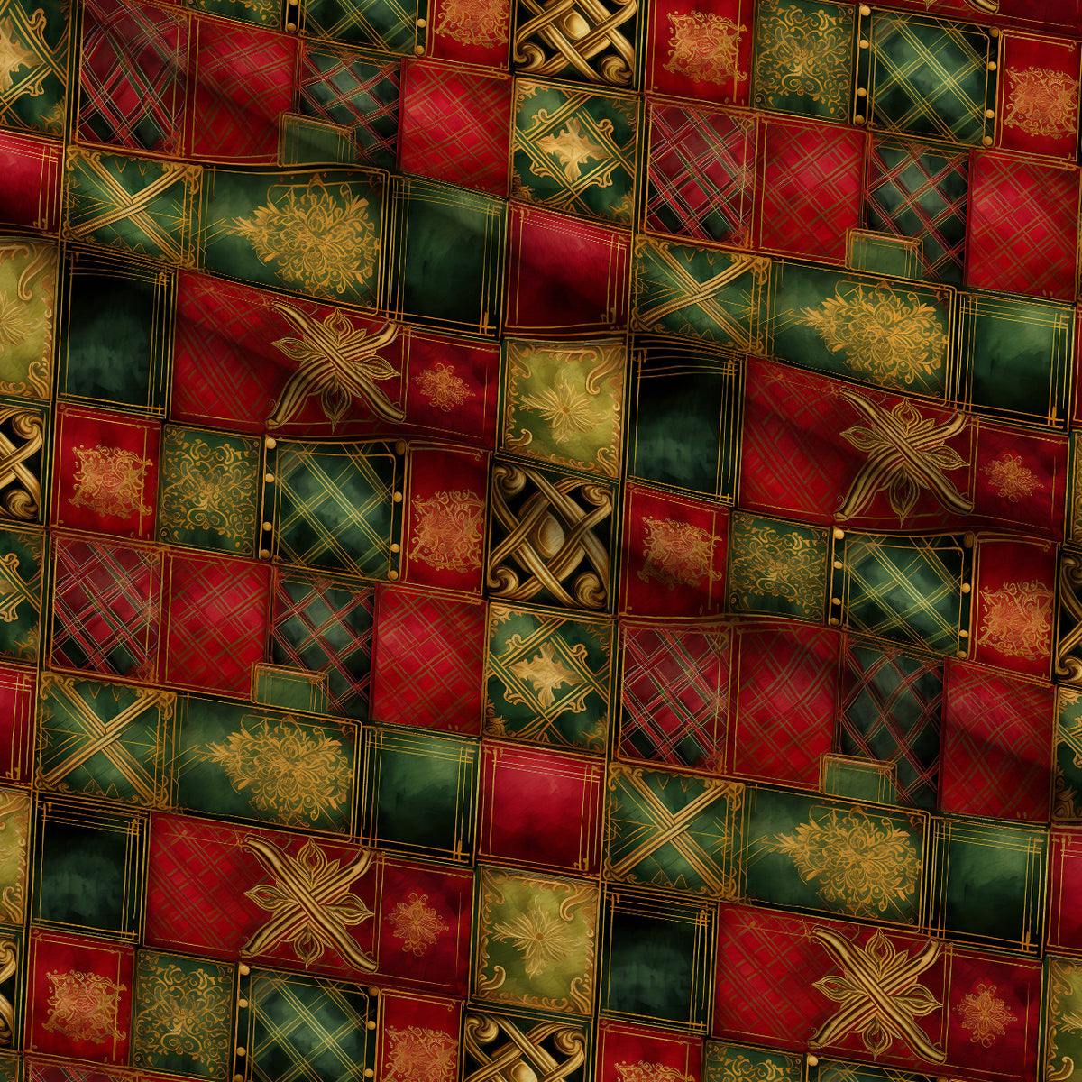 Gilded Tartan Blooms Pattern 11 Minky Fabric — plush minky folded close-up preview (mv-minky-v1:lying)