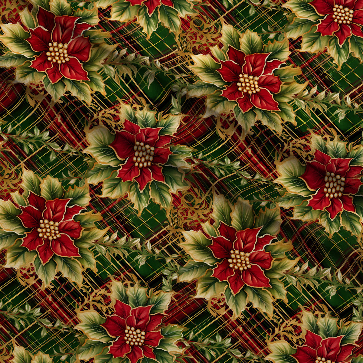 Gilded Tartan Blooms Pattern 12 Minky Fabric — plush minky folded close-up preview (mv-minky-v1:lying)
