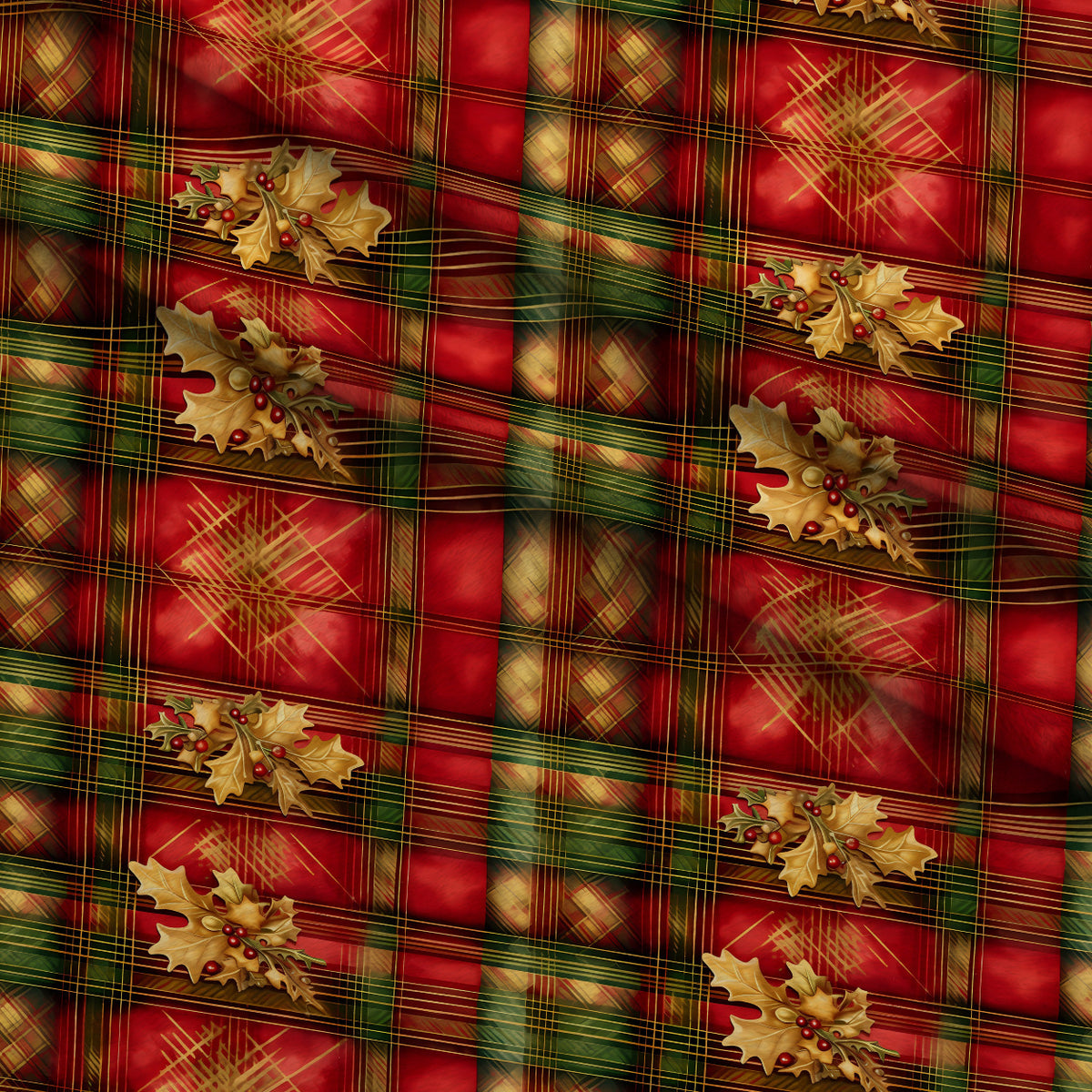Gilded Tartan Blooms Pattern 14 Minky Fabric — plush minky folded close-up preview (mv-minky-v1:lying)