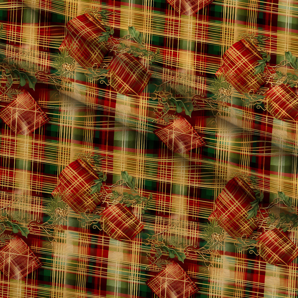Gilded Tartan Blooms Pattern 16 Minky Fabric — plush minky folded close-up preview (mv-minky-v1:lying)