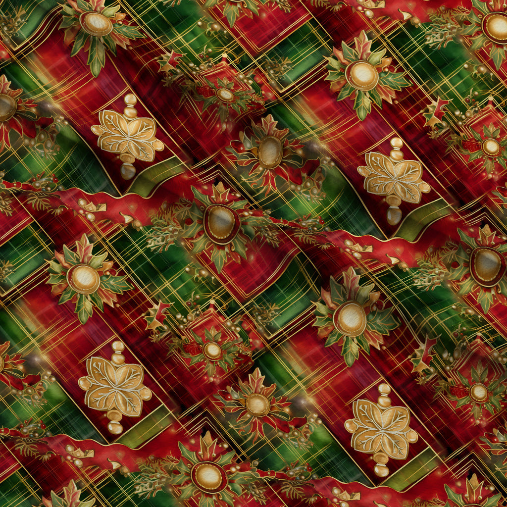 Gilded Tartan Blooms Pattern 17 Minky Fabric — plush minky folded close-up preview (mv-minky-v1:lying)