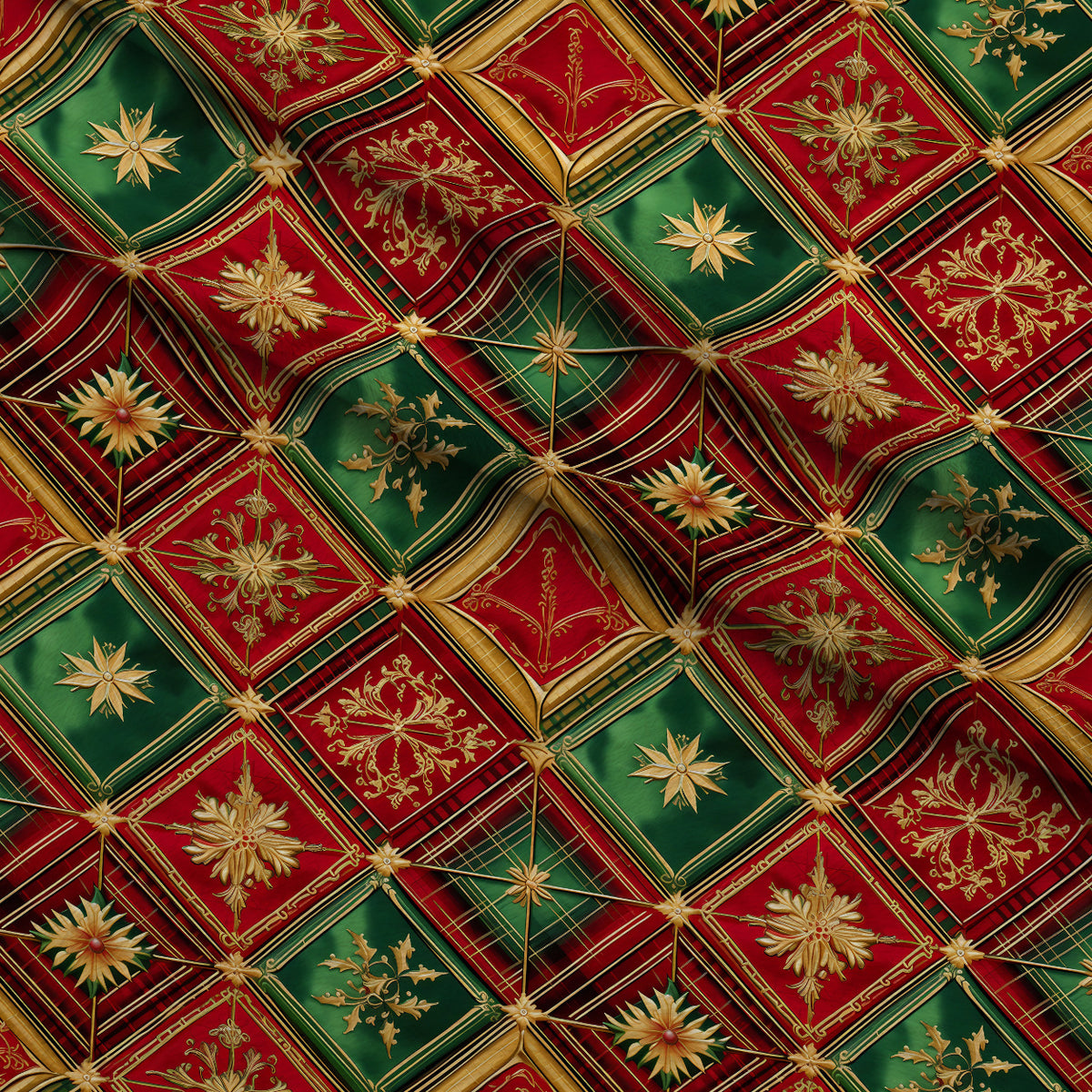 Gilded Tartan Blooms Pattern 18 Minky Fabric — plush minky folded close-up preview (mv-minky-v1:lying)
