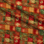 Gilded Tartan Blooms Pattern 19 Minky Fabric — plush minky folded close-up preview (mv-minky-v1:lying)