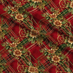 Gilded Tartan Blooms Pattern 20 Minky Fabric — plush minky folded close-up preview (mv-minky-v1:lying)