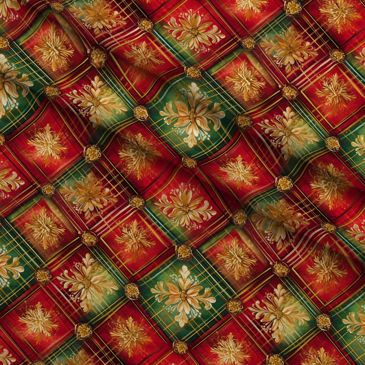 Gilded Tartan Blooms Pattern 3 Minky Fabric — plush minky folded close-up preview (mv-minky-v1:lying)