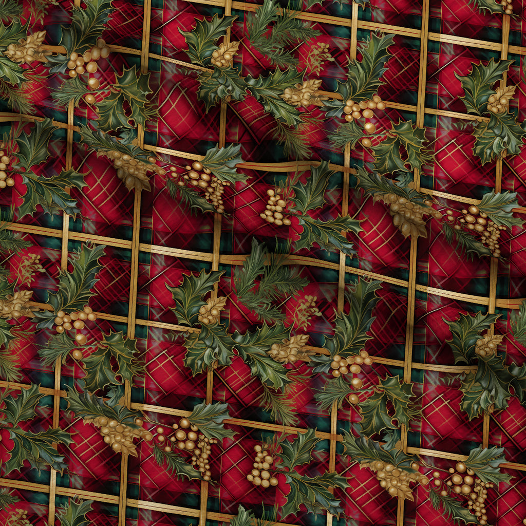 Gilded Tartan Blooms Pattern 4 Minky Fabric — plush minky folded close-up preview (mv-minky-v1:lying)