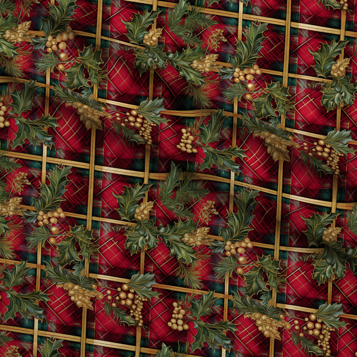 Gilded Tartan Blooms Pattern 4 Minky Fabric — plush minky folded close-up preview (mv-minky-v1:lying)