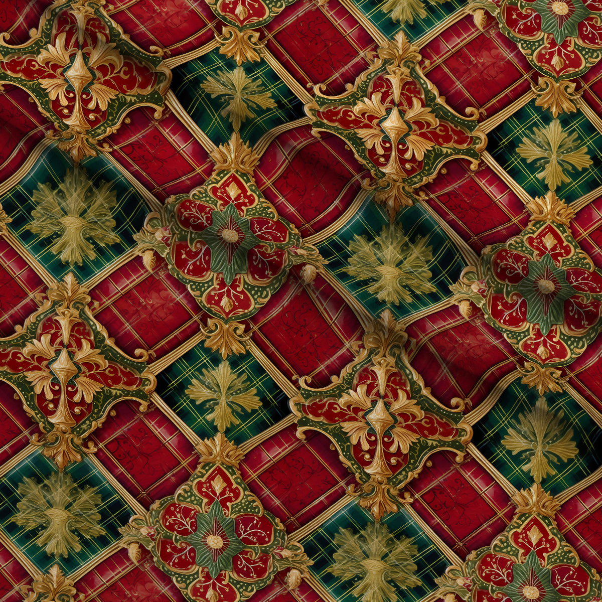 Gilded Tartan Blooms Pattern 9 Minky Fabric — plush minky folded close-up preview (mv-minky-v1:lying)