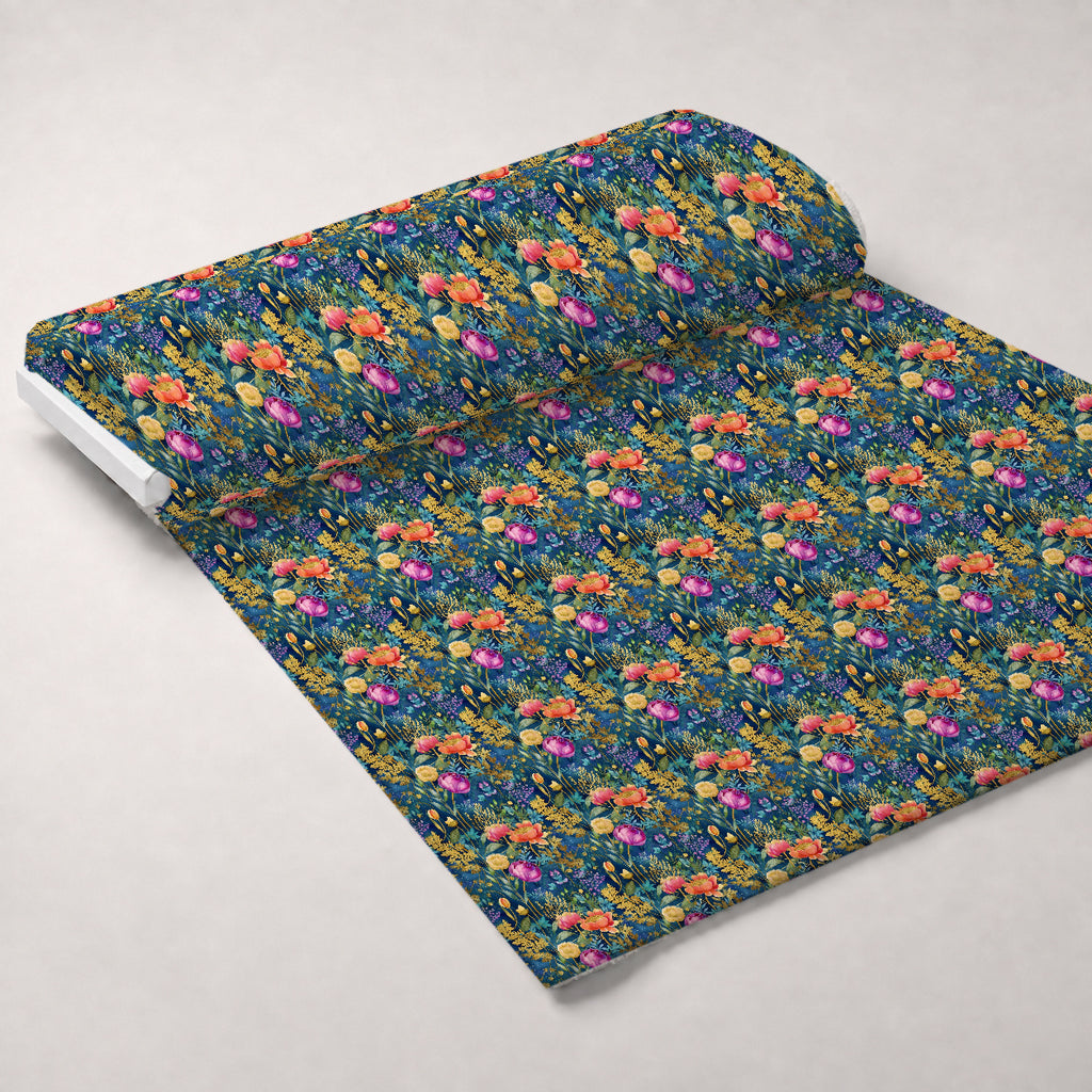 Gilded Twilight Blooms Pattern 8 Minky Fabric — plush minky unrolled bolt preview (mv-minky-v1:bolt)
