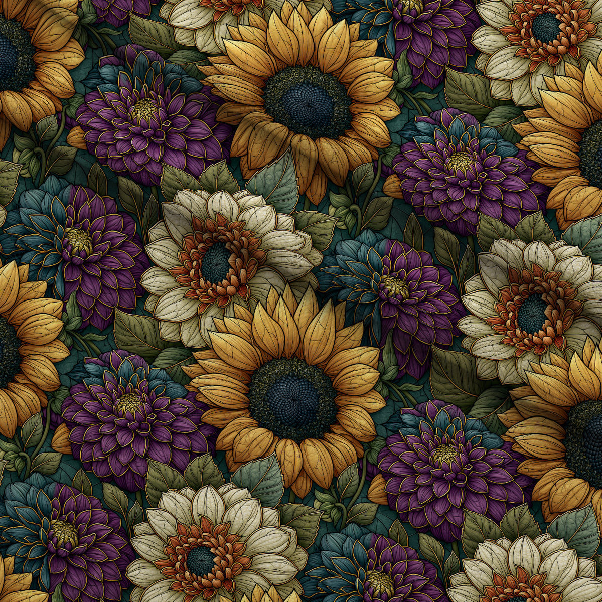 Gilded Twilight Garden Pattern 5 Minky Fabric — plush minky folded close-up preview (mv-minky-v1:lying)