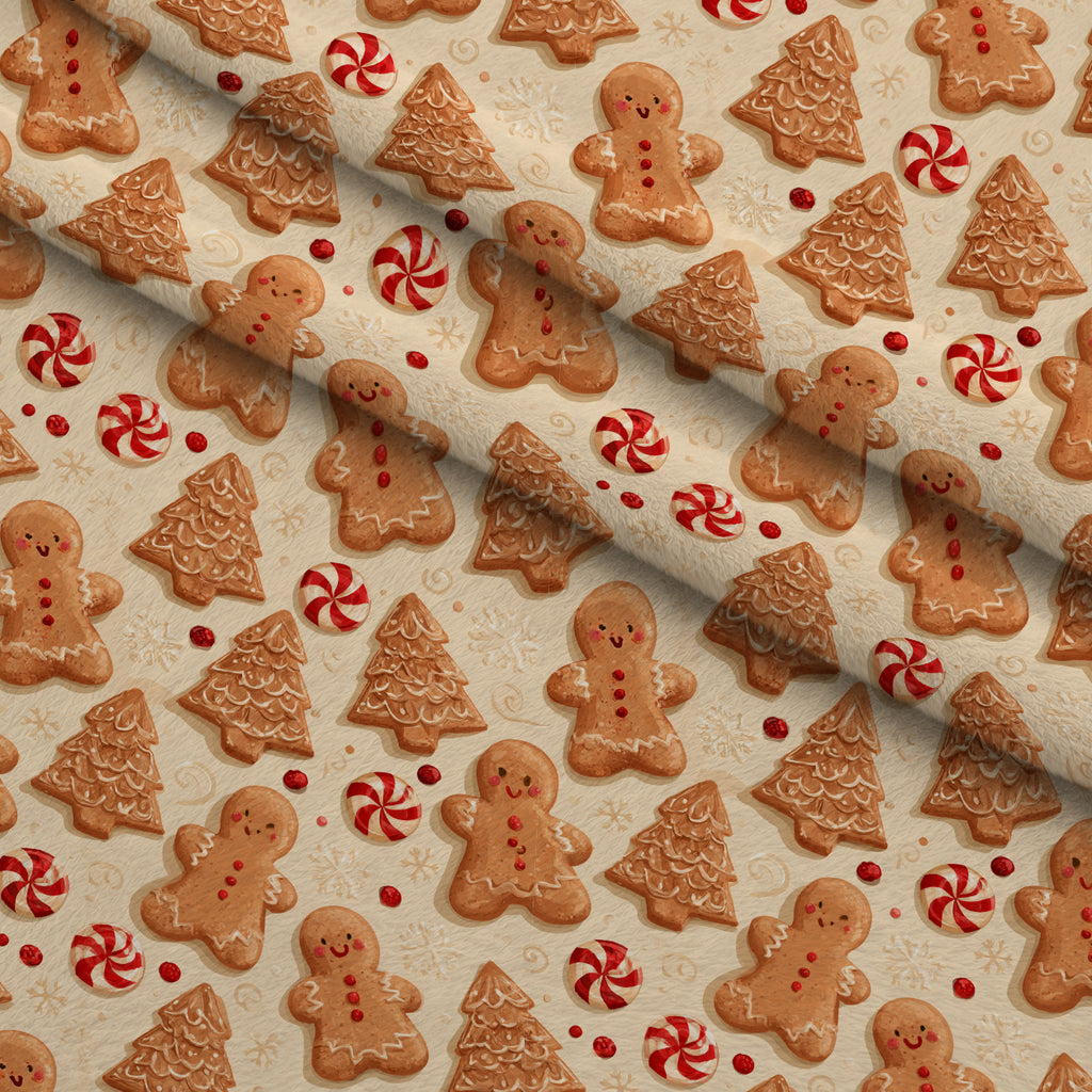 Gingerbread Candy Workshop Pattern 10 Minky Fabric — plush minky folded close-up preview (mv-minky-v1:lying)