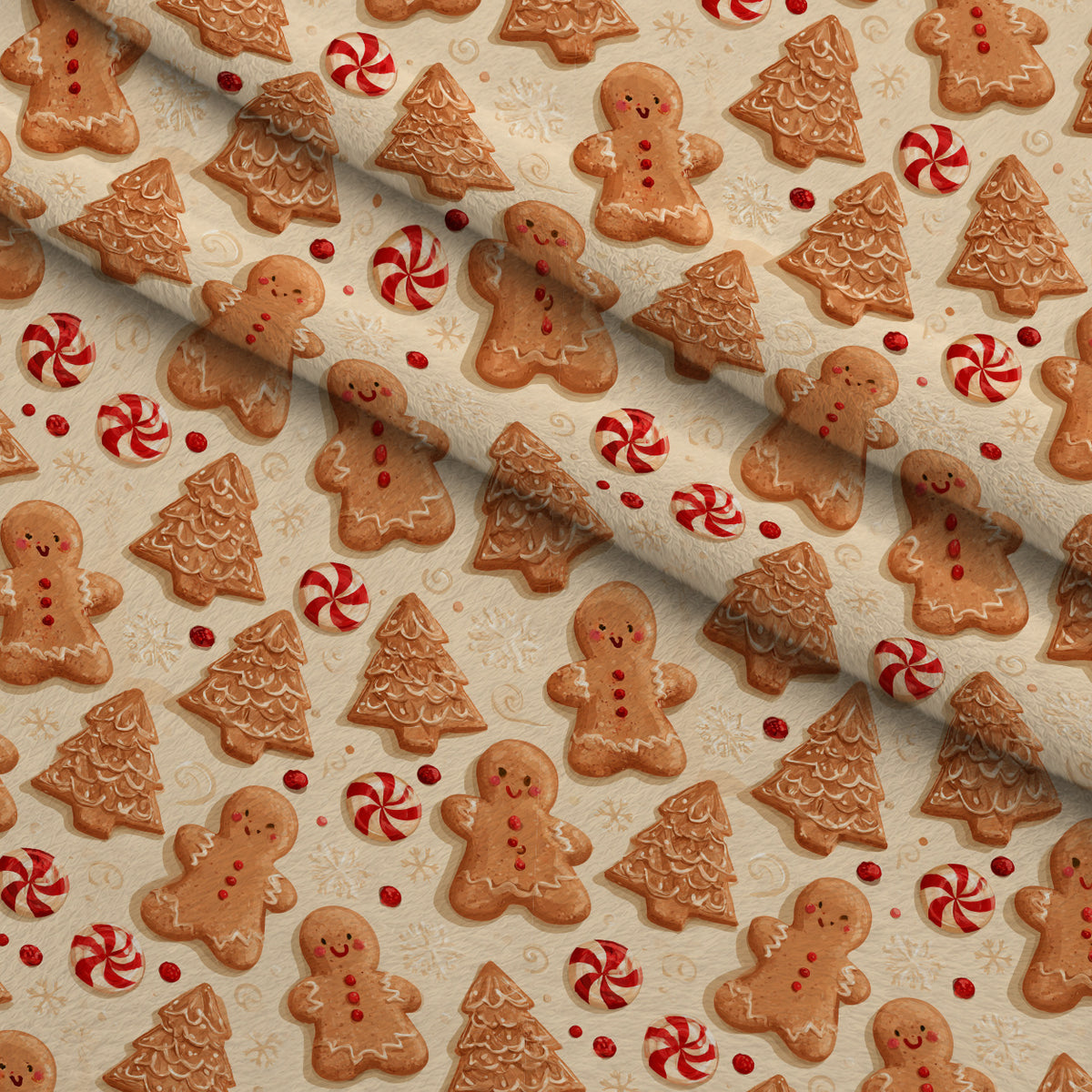 Gingerbread Candy Workshop Pattern 10 Minky Fabric — plush minky folded close-up preview (mv-minky-v1:lying)