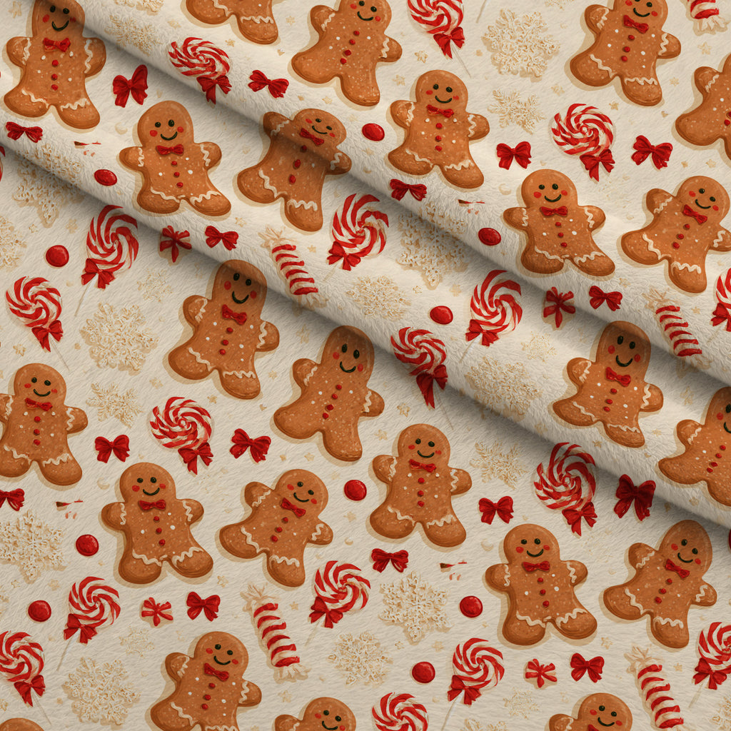 Gingerbread Candy Workshop Pattern 12 Minky Fabric — plush minky folded close-up preview (mv-minky-v1:lying)