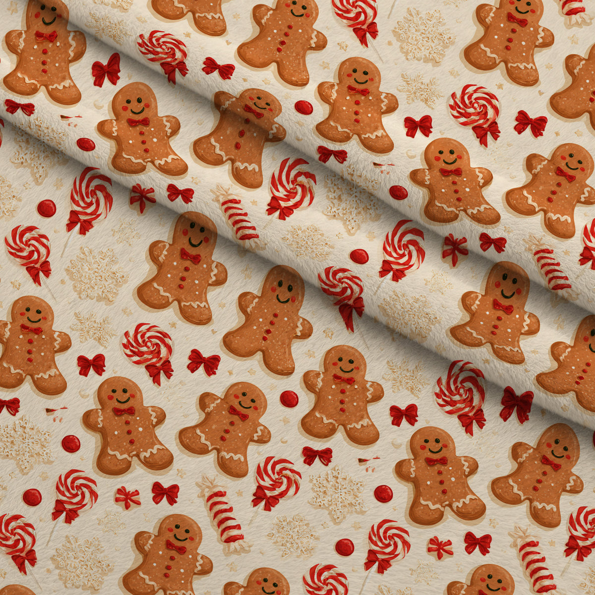 Gingerbread Candy Workshop Pattern 12 Minky Fabric — plush minky folded close-up preview (mv-minky-v1:lying)
