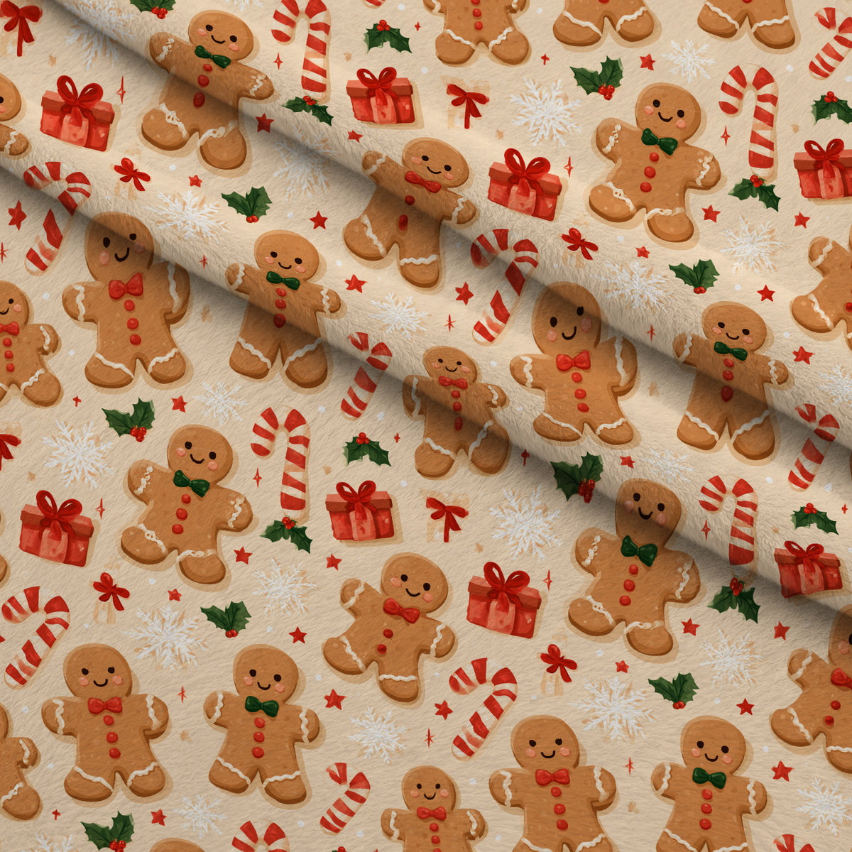 Gingerbread Candy Workshop Pattern 13 Minky Fabric — plush minky folded close-up preview (mv-minky-v1:lying)