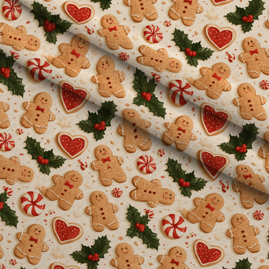 Gingerbread Candy Workshop Pattern 14 Minky Fabric — plush minky folded close-up preview (mv-minky-v1:lying)