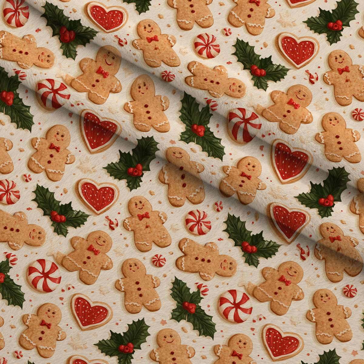 Gingerbread Candy Workshop Pattern 14 Minky Fabric — plush minky folded close-up preview (mv-minky-v1:lying)