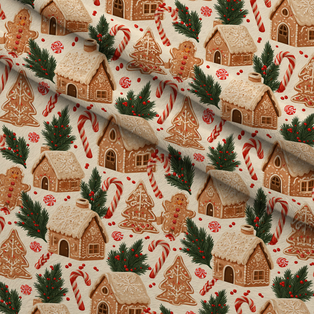Gingerbread Candy Workshop Pattern 15 Minky Fabric — plush minky folded close-up preview (mv-minky-v1:lying)