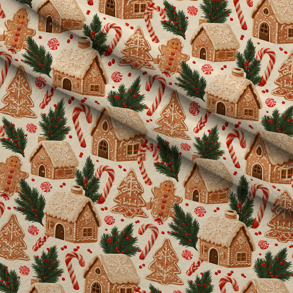 Gingerbread Candy Workshop Pattern 15 Minky Fabric — plush minky folded close-up preview (mv-minky-v1:lying)