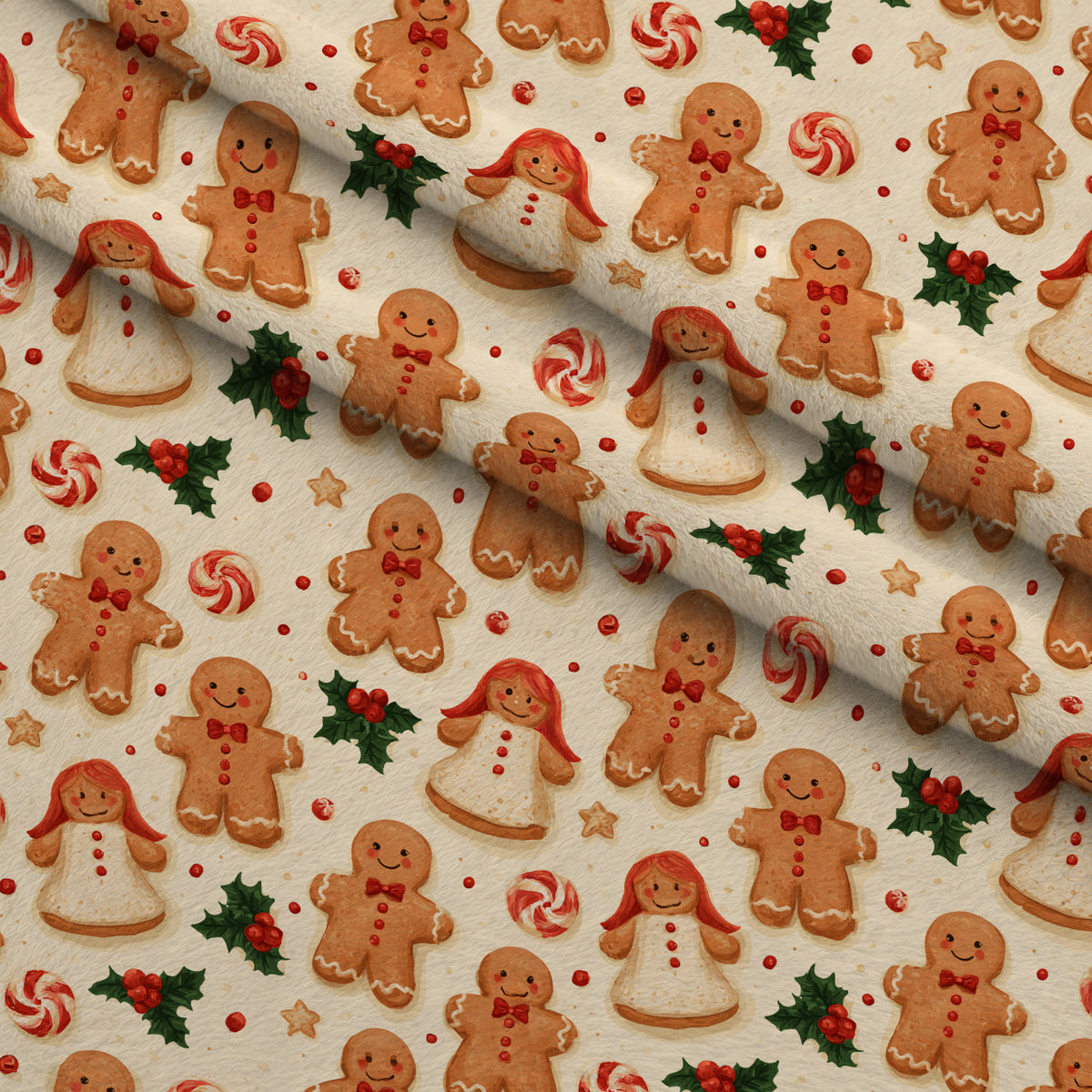 Gingerbread Candy Workshop Pattern 16 Minky Fabric — plush minky folded close-up preview (mv-minky-v1:lying)