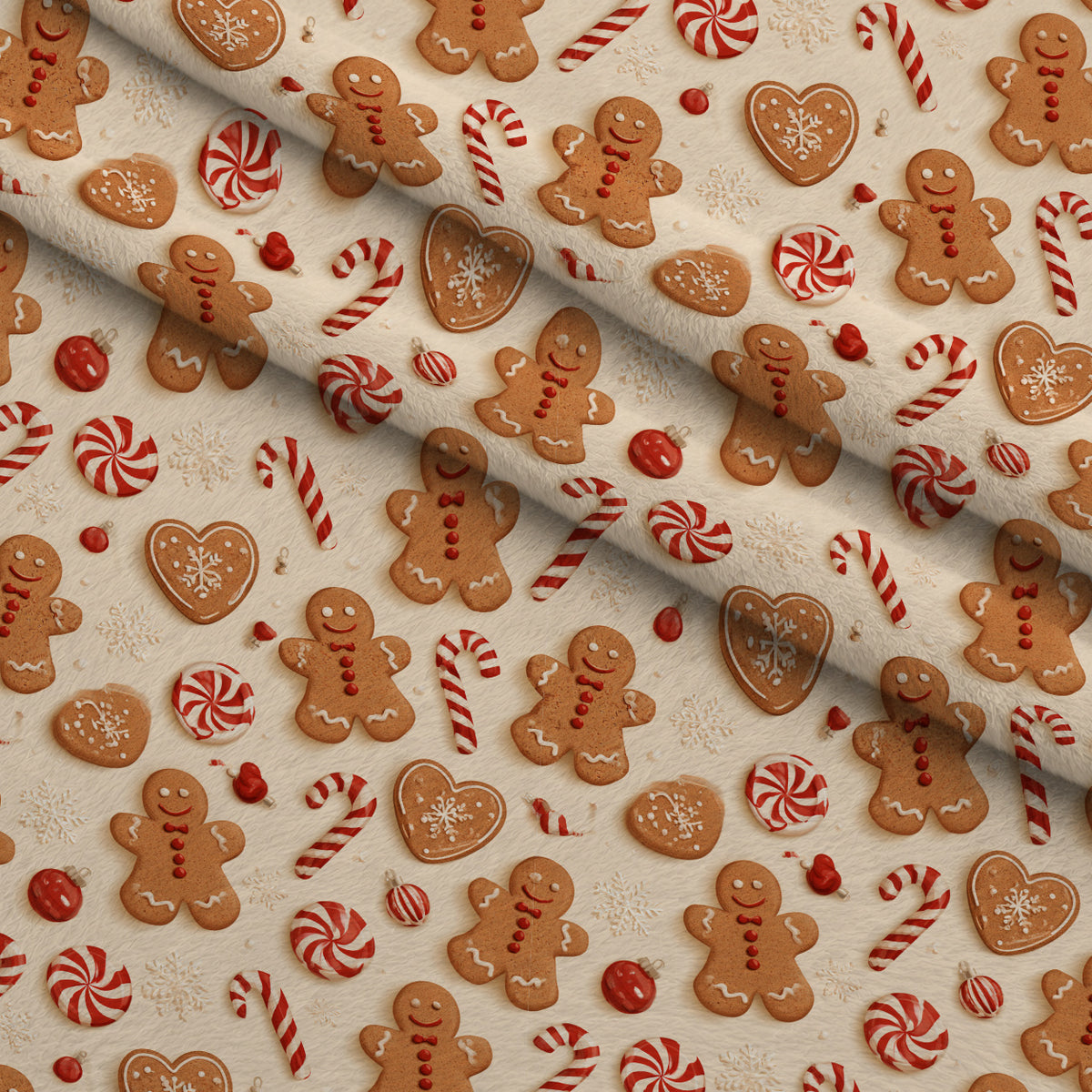 Gingerbread Candy Workshop Pattern 19 Minky Fabric — plush minky folded close-up preview (mv-minky-v1:lying)
