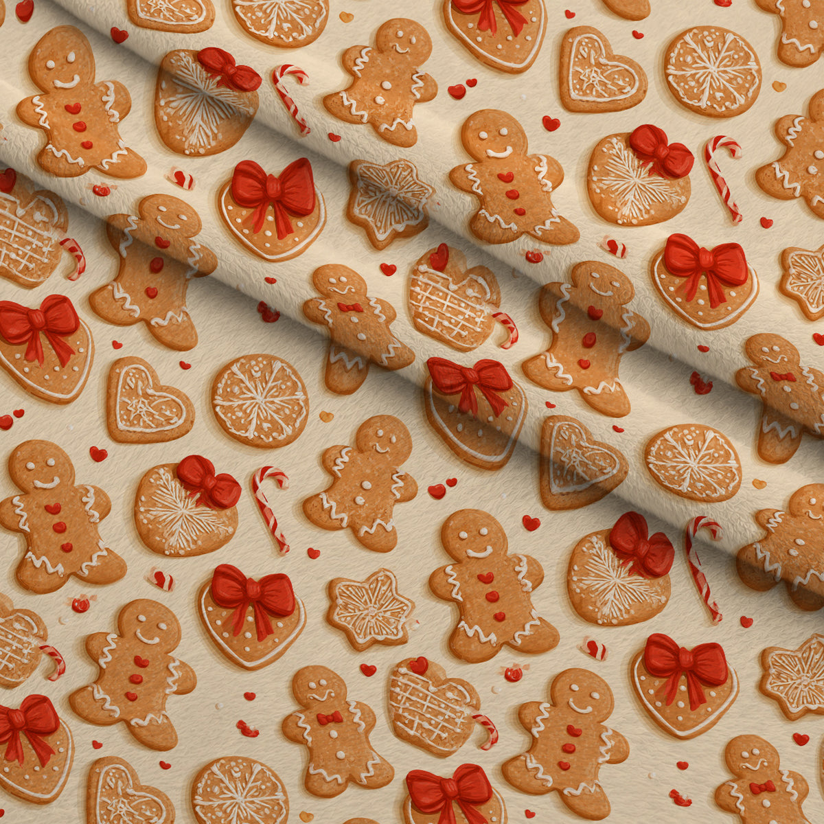 Gingerbread Candy Workshop Pattern 20 Minky Fabric — plush minky folded close-up preview (mv-minky-v1:lying)