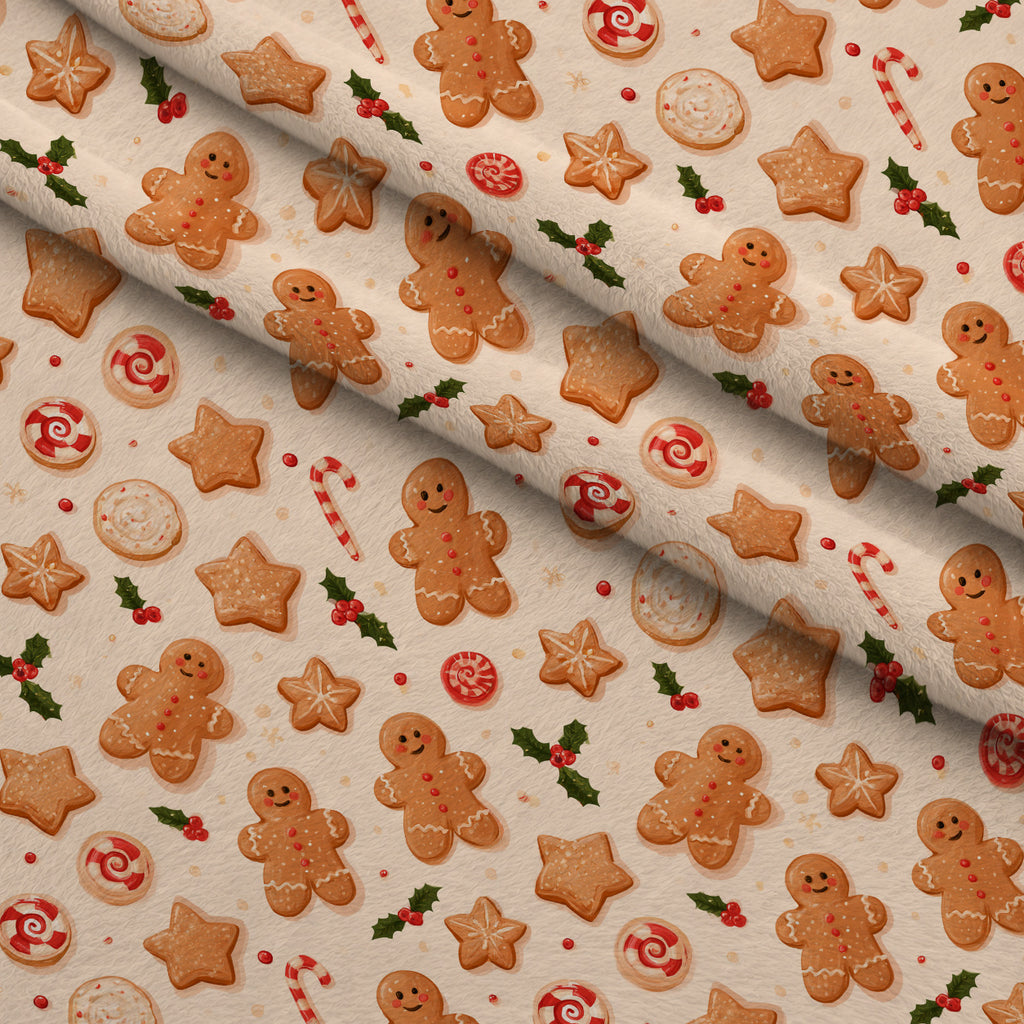 Gingerbread Candy Workshop Pattern 3 Minky Fabric — plush minky folded close-up preview (mv-minky-v1:lying)