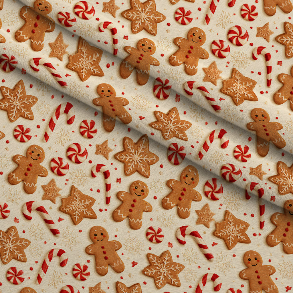 Gingerbread Candy Workshop Pattern 4 Minky Fabric — plush minky folded close-up preview (mv-minky-v1:lying)