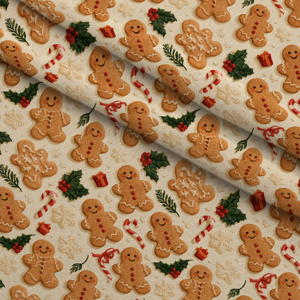 Gingerbread Candy Workshop Pattern 5 Minky Fabric — plush minky folded close-up preview (mv-minky-v1:lying)