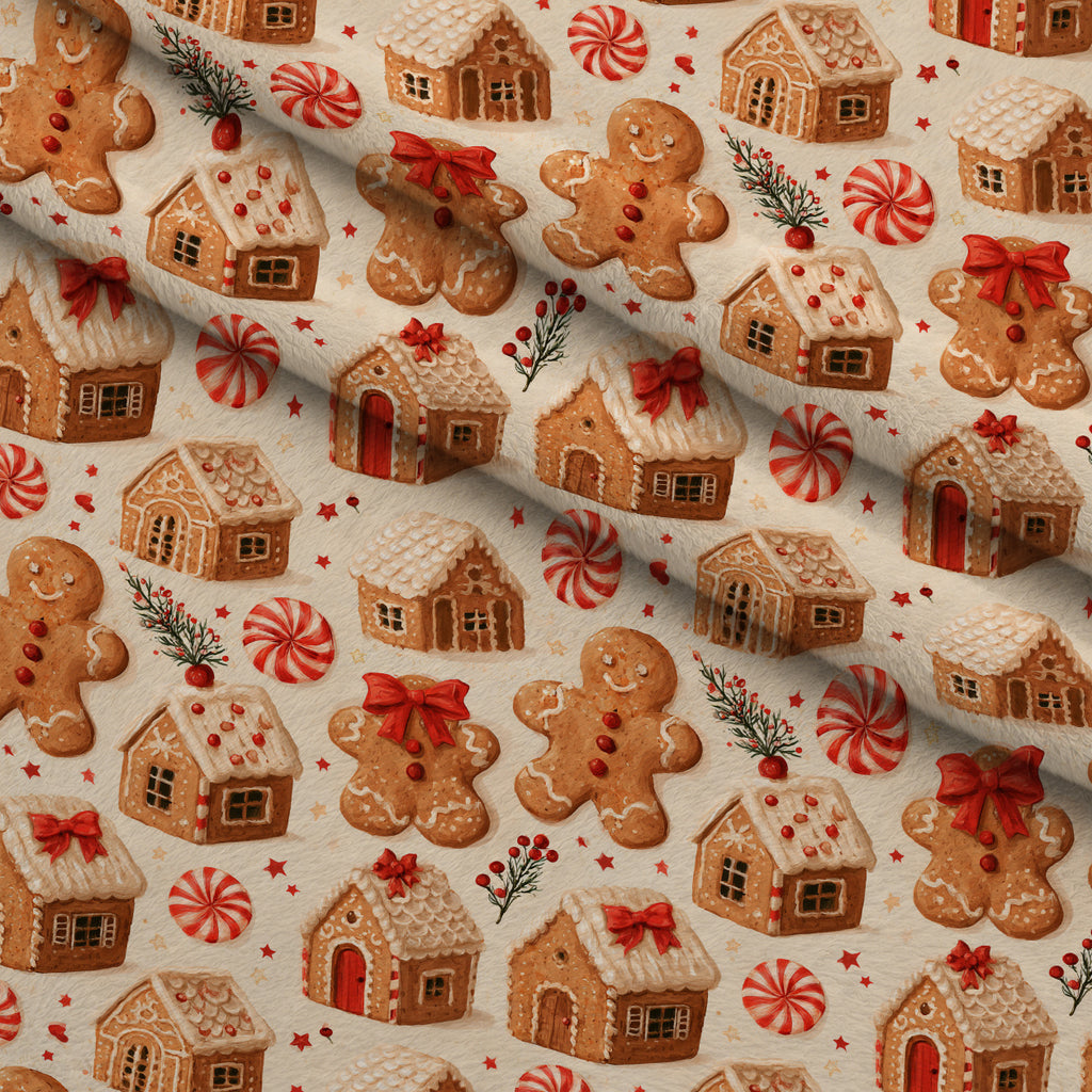 Gingerbread Candy Workshop Pattern 7 Minky Fabric — plush minky folded close-up preview (mv-minky-v1:lying)
