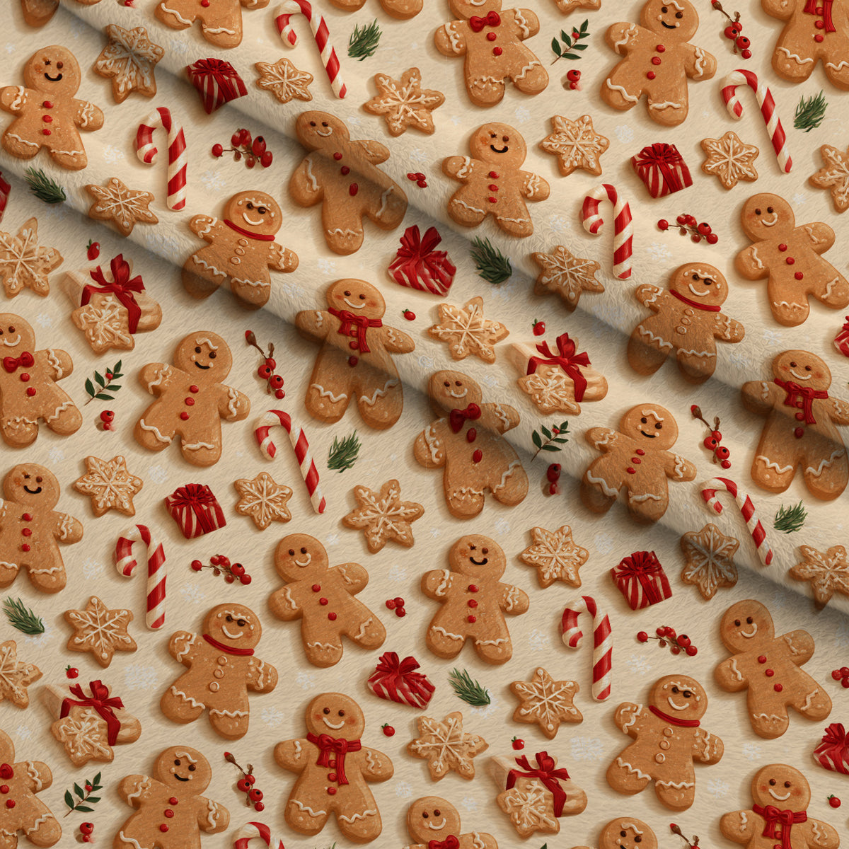 Gingerbread Candy Workshop Pattern 8 Minky Fabric — plush minky folded close-up preview (mv-minky-v1:lying)