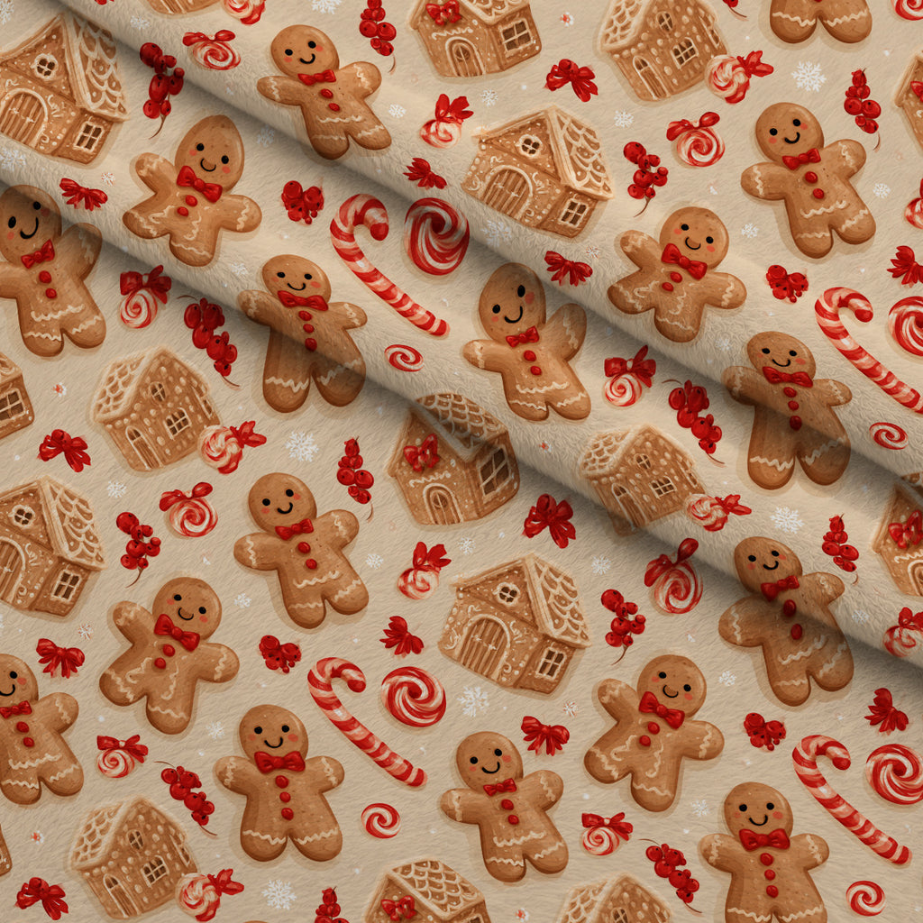 Gingerbread Candy Workshop Pattern 9 Minky Fabric — plush minky folded close-up preview (mv-minky-v1:lying)
