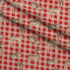 Gingham Fawns Pattern 2 Minky Fabric — plush minky folded close-up preview (mv-minky-v1:lying)