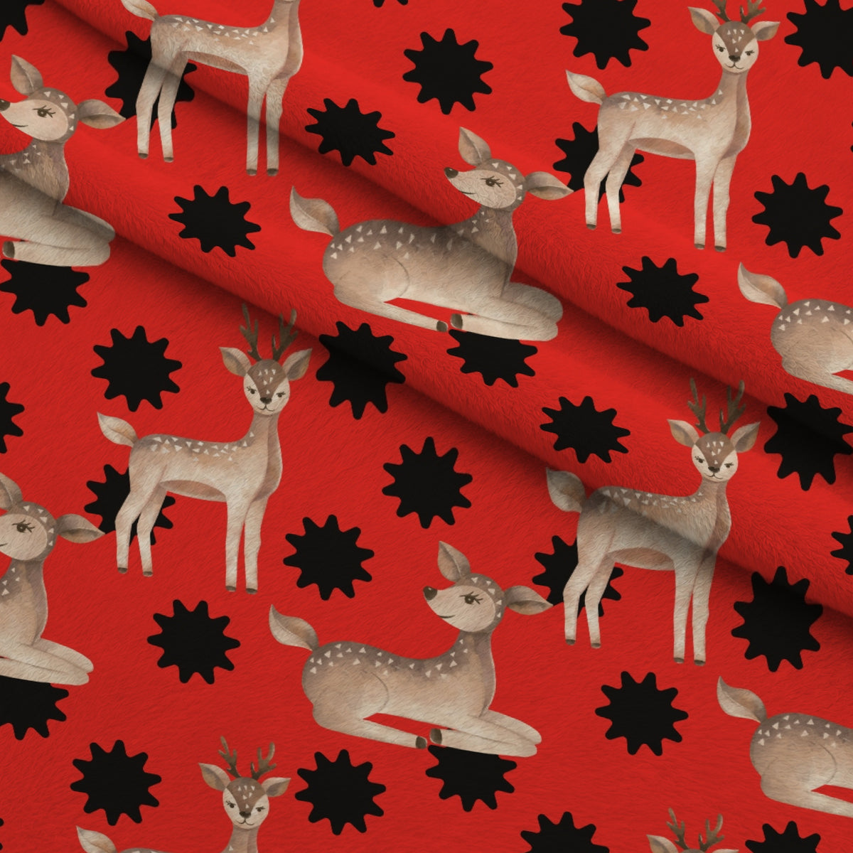 Gingham Fawns Pattern 5 Minky Fabric — plush minky folded close-up preview (mv-minky-v1:lying)