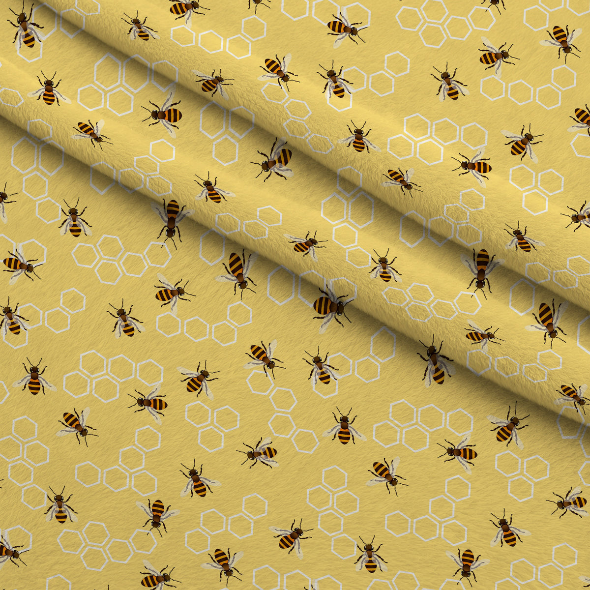 Golden Hive Pattern 1 Minky Fabric — plush minky folded close-up preview (mv-minky-v1:lying)