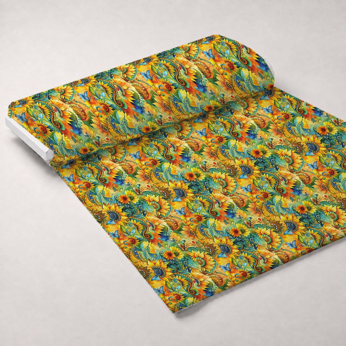 Golden Paisley Garden Pattern 13 Minky Fabric — plush minky unrolled bolt preview (mv-minky-v1:bolt)