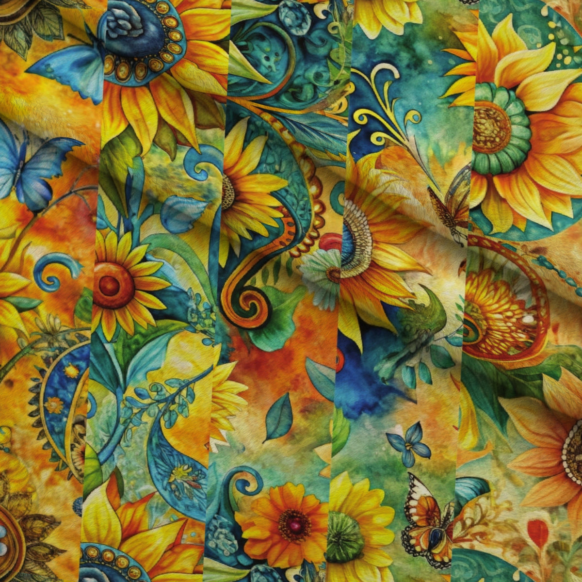 Golden Paisley Garden Pattern 13 Minky Fabric — plush minky folded close-up preview (mv-minky-v1:lying)