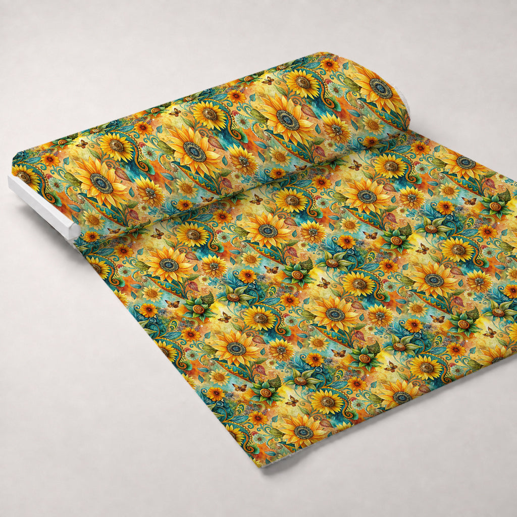 Golden Paisley Garden Pattern 2 Minky Fabric — plush minky unrolled bolt preview (mv-minky-v1:bolt)