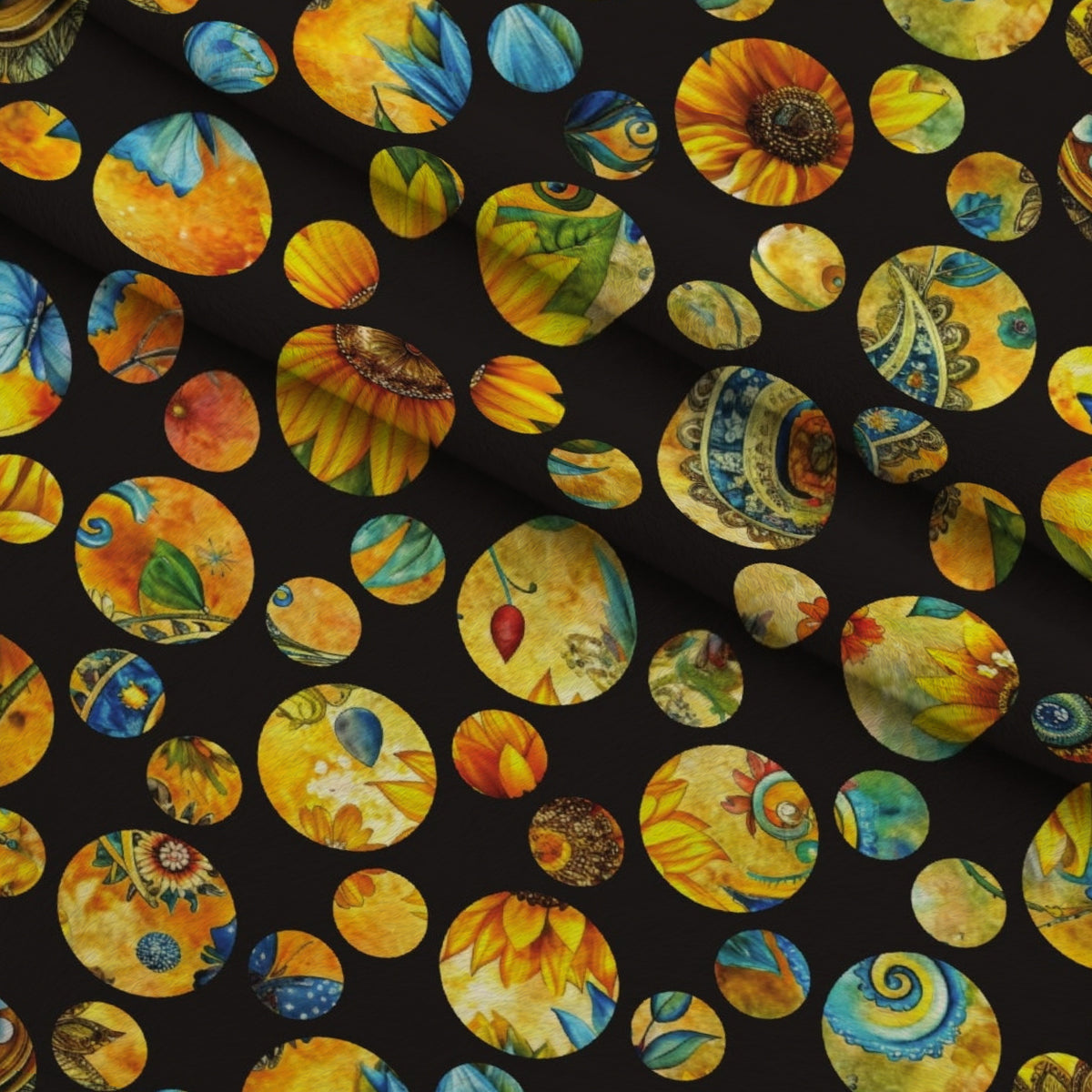 Golden Paisley Garden Pattern 27 Minky Fabric — plush minky folded close-up preview (mv-minky-v1:lying)