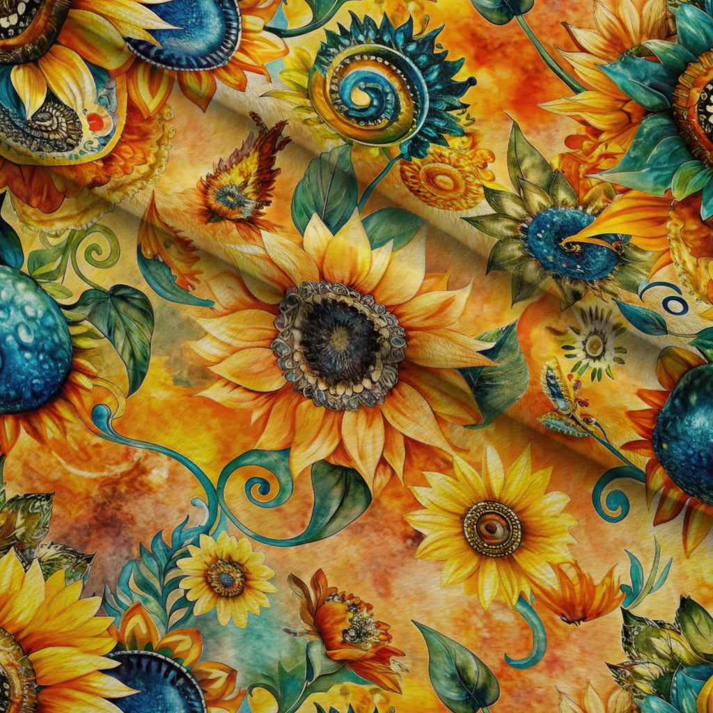 Golden Paisley Garden Pattern 5 Minky Fabric — plush minky folded close-up preview (mv-minky-v1:lying)